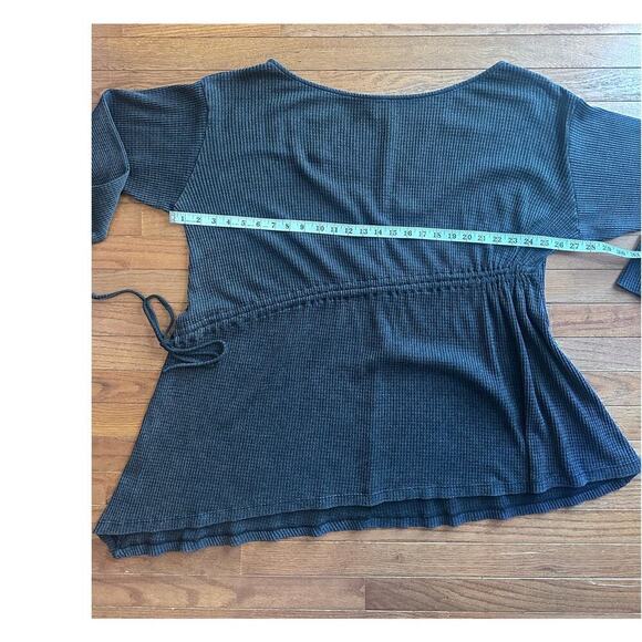 Free People Josie Thermal Dress Medium Black Waffle knit dress tunic - Picture 4 of 13